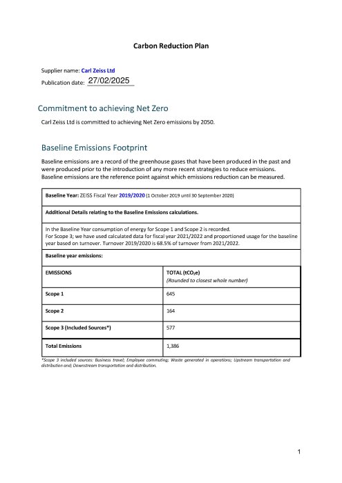 Preview image of Carbon Reduction Plan FY 23 - 24 - Carl Zeiss Ltd