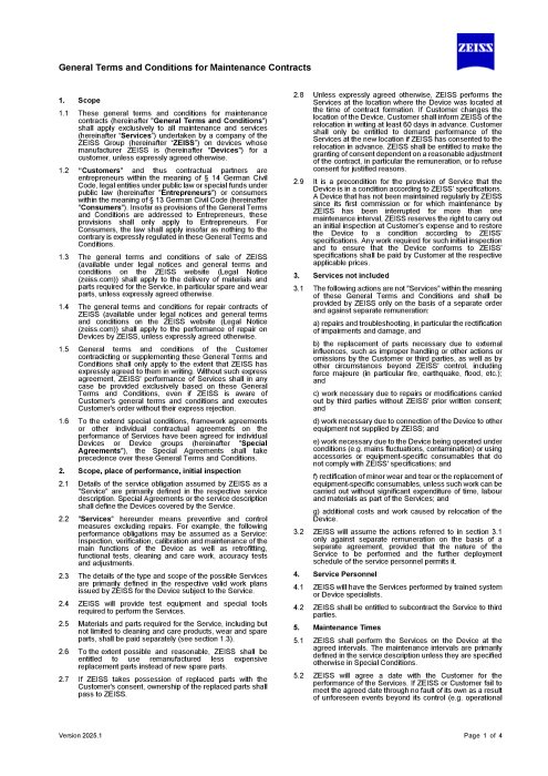 Podgląd pliku General Terms and Conditions for Maintenance Contracts (Germany)