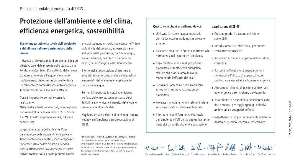 Vorschaubild von ZEISS Environmental Policy IT