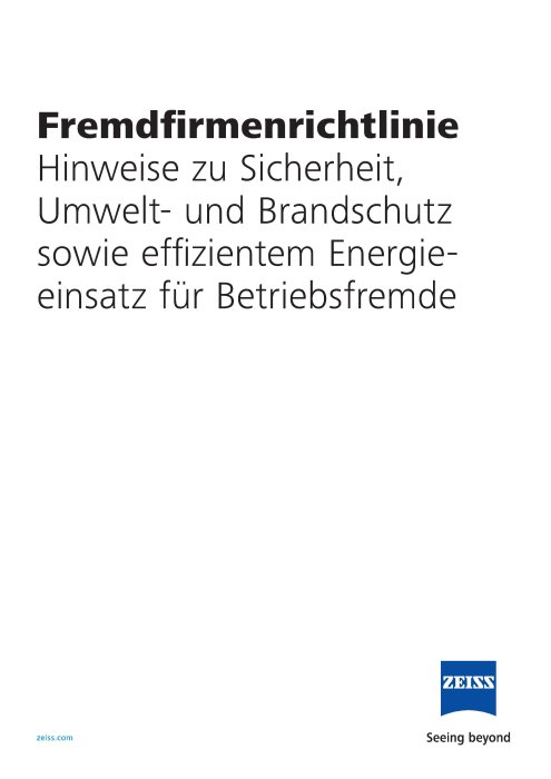 Preview image of Fremdfirmenrichtlinie | Hinweise zu Sicherheit, Umwelt-, Brandschutz und effizientem Energieeinsatz