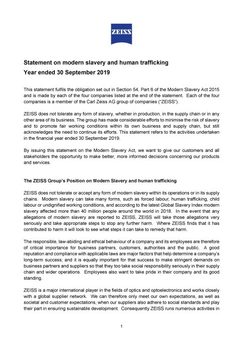 Preview image of CZ Modern Slavery Statement 2019 EN [UK]