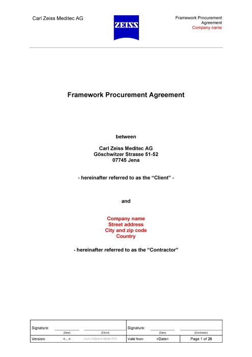 Preview image of Framework Procurement Agreement