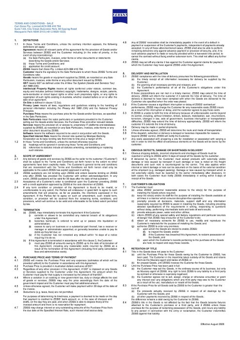 Preview image of CZ Pty Ltd Terms and Conditions of Sale August 2020