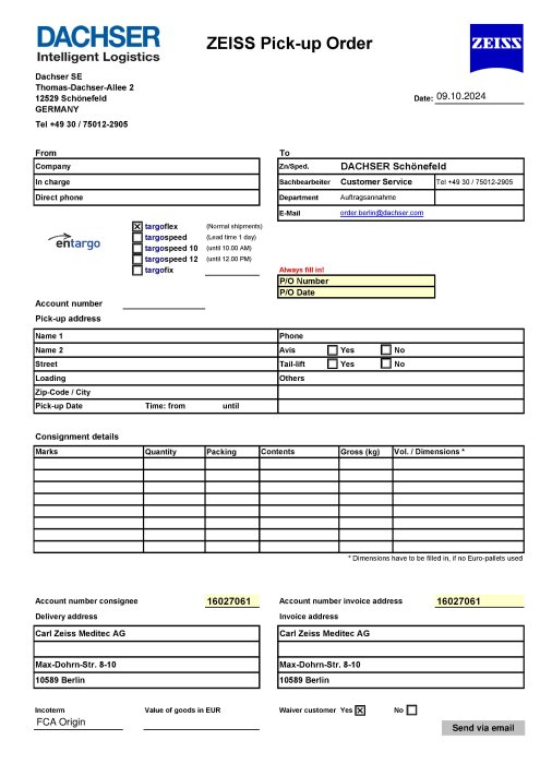 Preview image of Pickup order Berlin