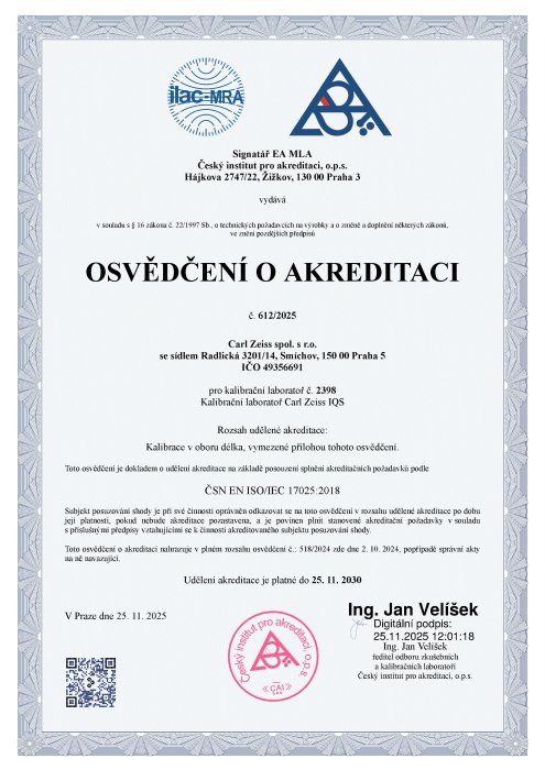 Náhled obrázku Osvědčení o akreditaci ČSN EN ISO/IEC 17025:2018