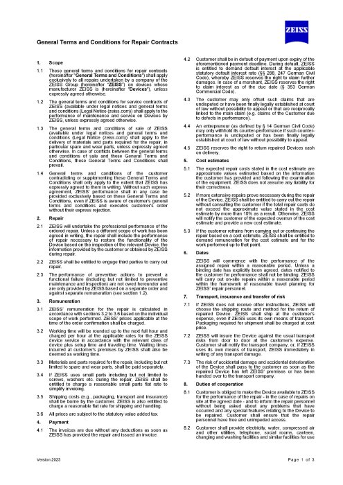 Förhandsbild av General Terms and Conditions for Repair Contracts (Germany)
