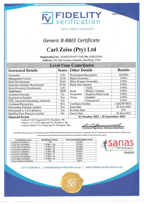 Preview image of B-BBEE Certificate South Africa