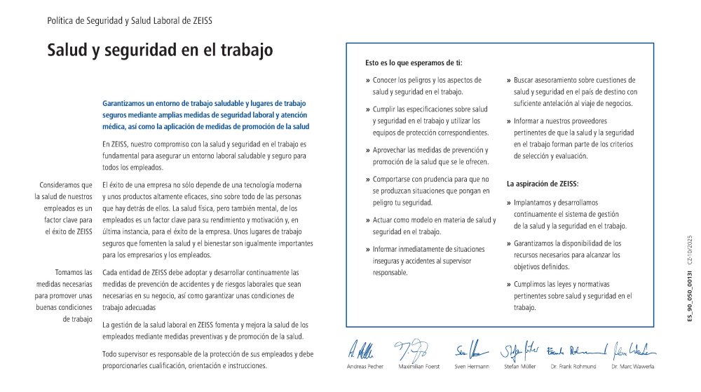 Preview image of ZEISS OHS Policy ES