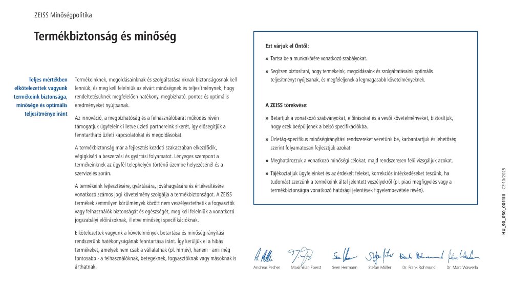 Preview image of ZEISS Quality Policy HU