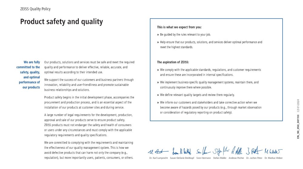 Vorschaubild von ZEISS Quality Policy EN