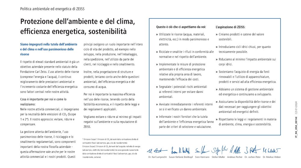 Anteprima immagine di ZEISS Environmental Policy IT
