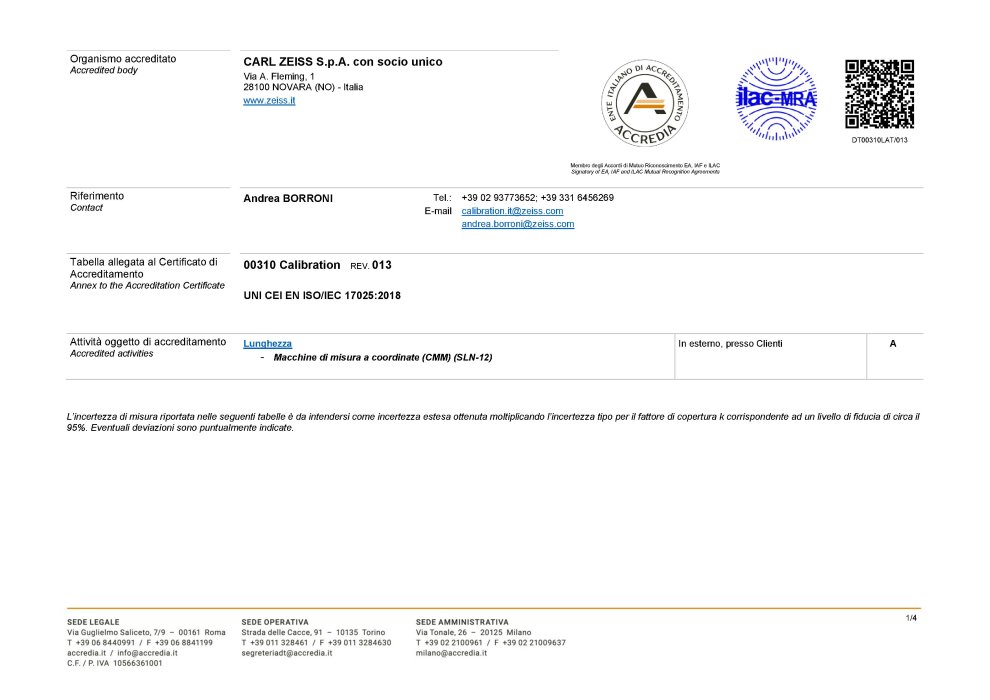 Anteprima immagine di ACCREDIA Tabella Taratura 00310