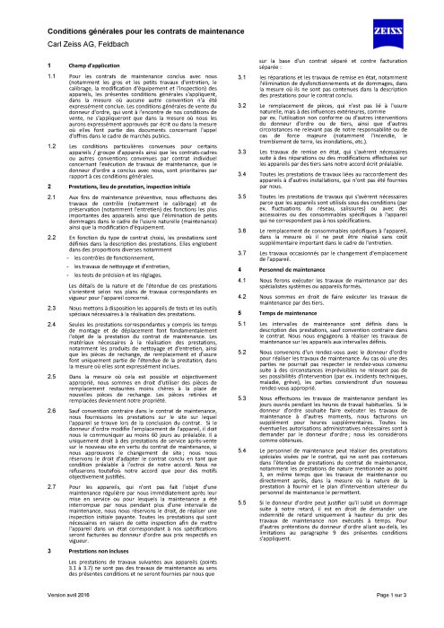 Image d’aperçu de Conditions générales pour les contrats de maintenance