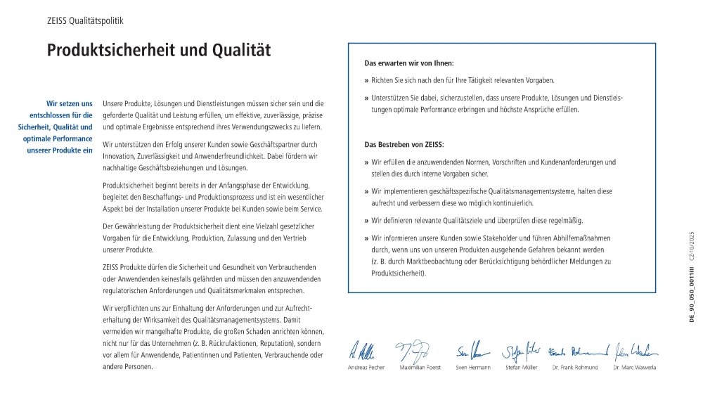 Preview image of ZEISS Quality Policy DE