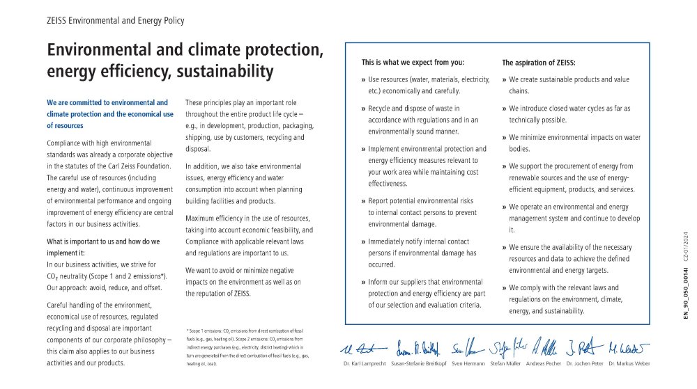 Vorschaubild von ZEISS Environmental Policy EN