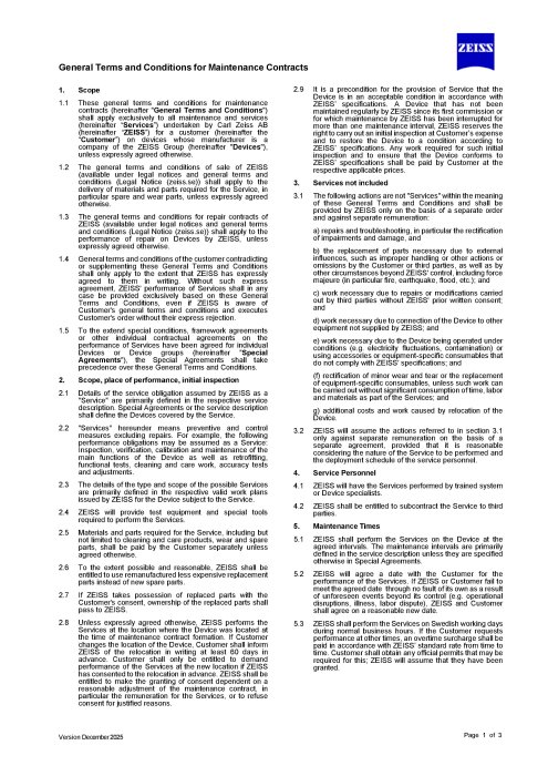 Förhandsbild av General Terms and Conditions for Maintenance Contracts (Sweden)