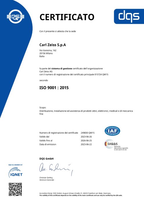Anteprima immagine di ISO 9001: 2015 QM Carl Zeiss Italia (IT)