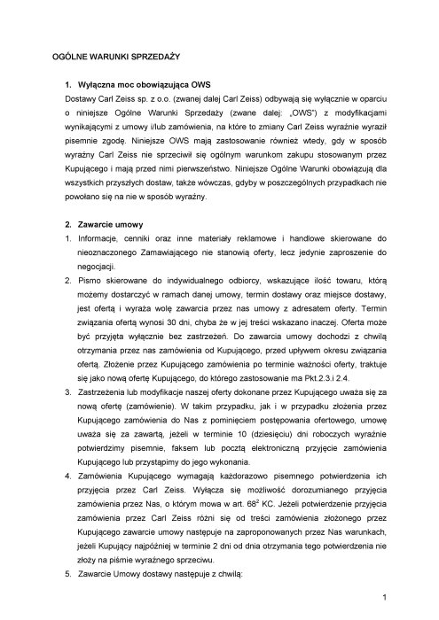 Podgląd pliku Terms and Conditions of Sale Poland