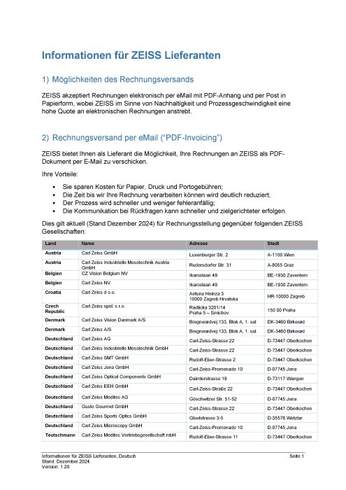 Vorschaubild von Informationen für ZEISS Lieferanten 