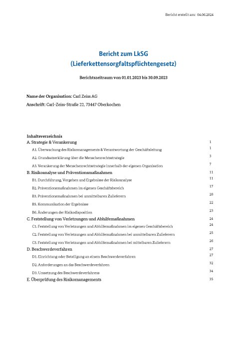 Vorschaubild von German Supply Chain Act Report to BAFA AG 2023