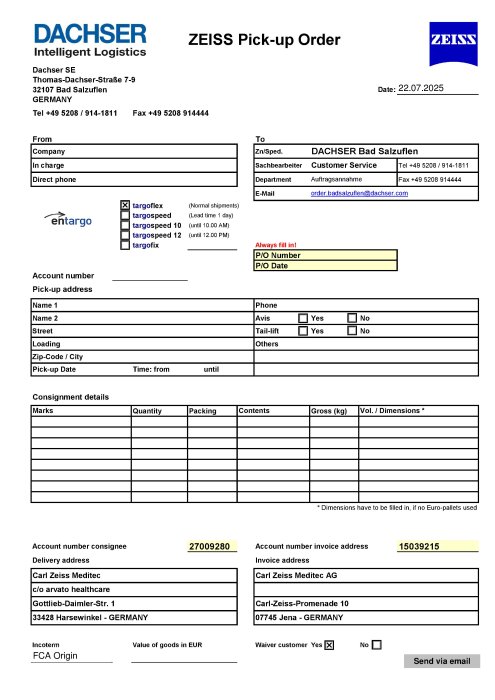 Preview image of Pickup order Harsewinkel