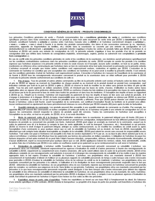 Image d’aperçu de Conditions générales de vente - produits consommables