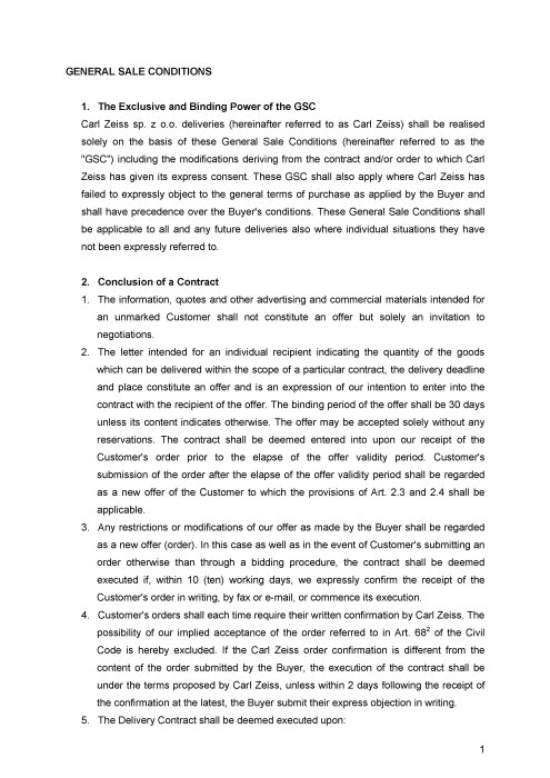Podgląd pliku General Terms and Conditions of Sale Poland