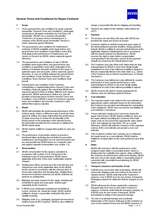 Forhåndsvisning af General Terms and Conditions for Repair (Denmark)