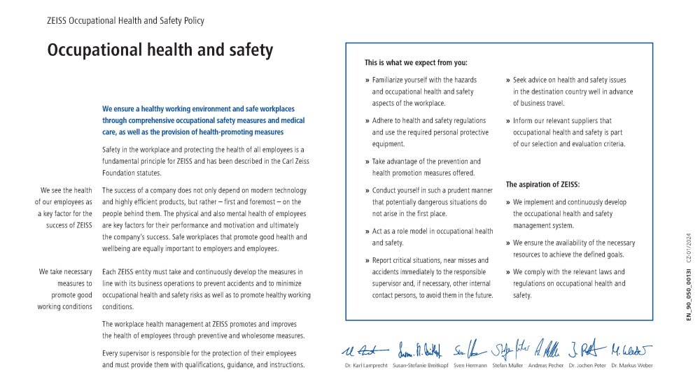 Vorschaubild von ZEISS OHS Policy EN