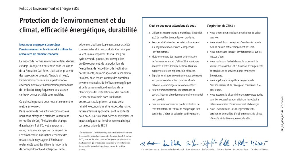 Vorschaubild von ZEISS Environmental Policy FR