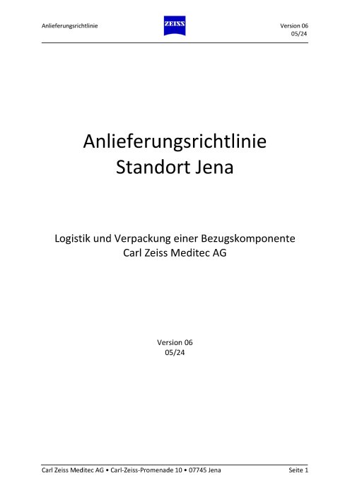 Vorschaubild von Anlieferungsrichtlinie Standort Jena