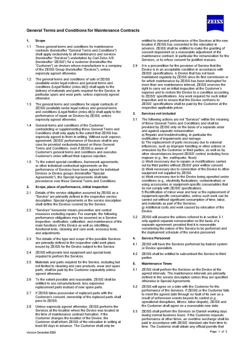 Forhåndsvisning af General Terms and Conditions for Maintenance Contracts (Denmark)