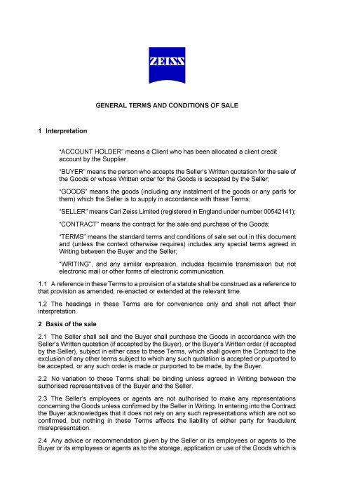 Preview image of General Terms and Conditions of Sale