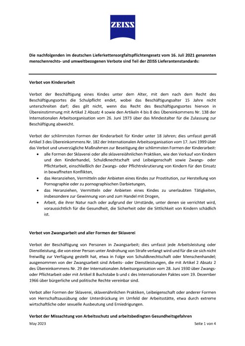 Preview image of ZEISS Lieferantenstandards – menschenrechts- und umweltbezogene Verbote des LkSG