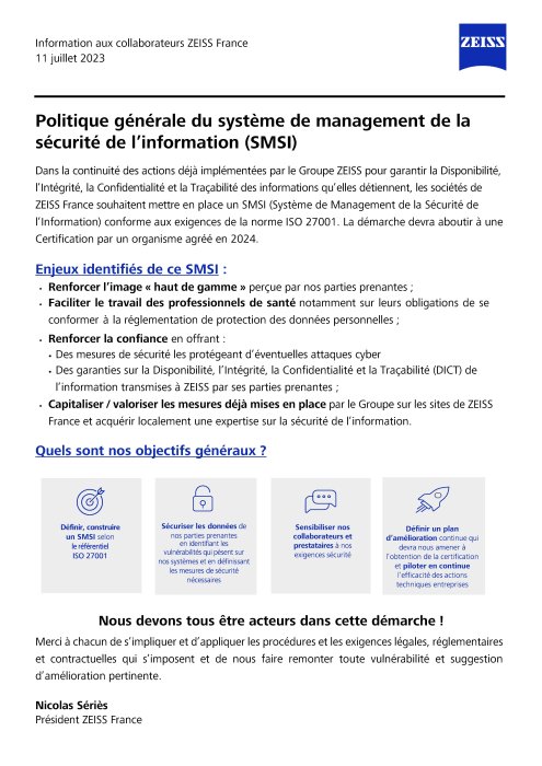 Image d’aperçu de Politique générale du système de management de la sécurité de l'information