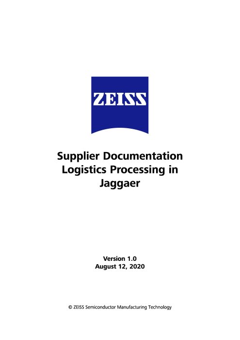 Preview image of Supplier Documentation Logistics Processing in Jaggaer 