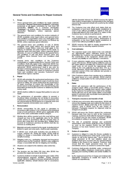 Förhandsbild av General Terms and Conditions for Repair Contracts (Sweden)