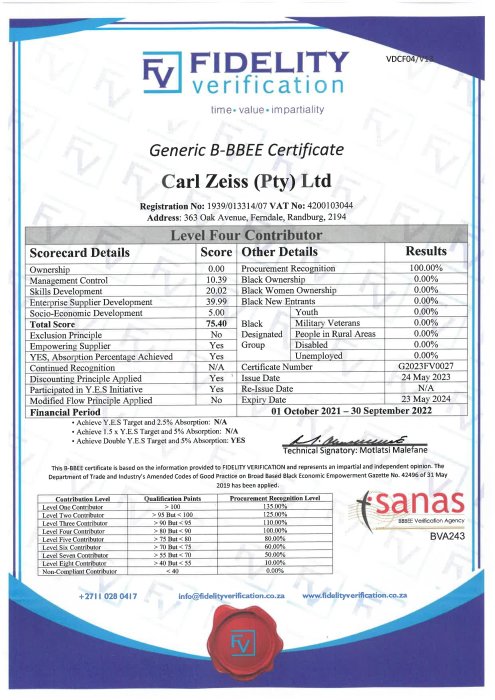 Preview image of B-BBEE Certificate South Africa