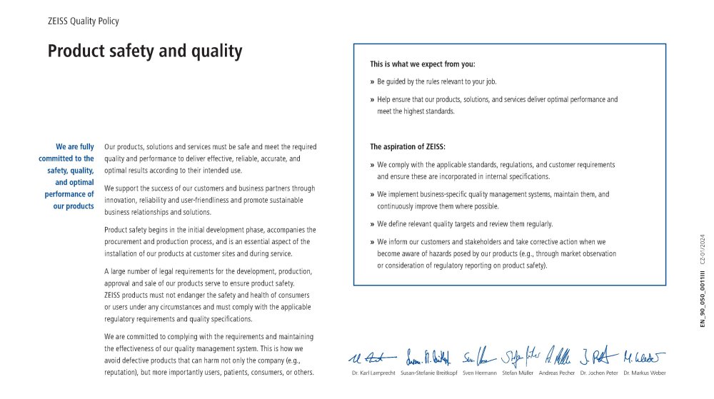 Preview image of ZEISS Quality Policy EN