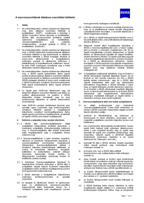 A szervizszerződések általános szerződési feltételei előnézeti képe