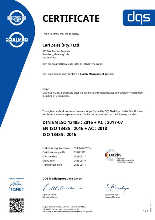 Preview image of ISO 13485 CERTIFICATE South Africa