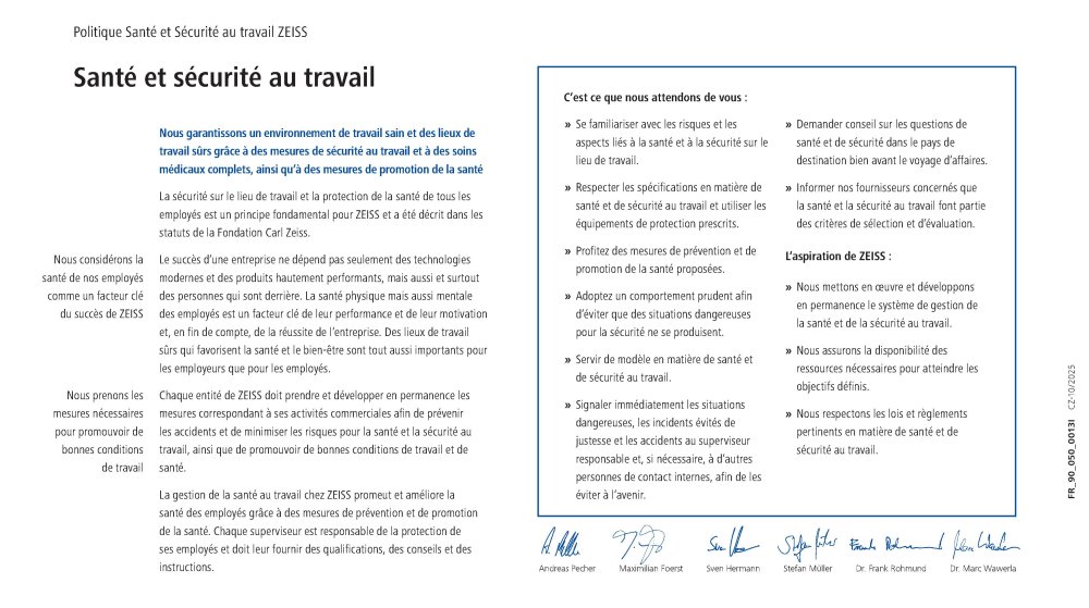 Preview image of ZEISS OHS Policy FR