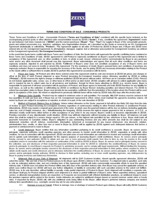 Preview image of General Terms and Conditions of Sale - Consumable Products