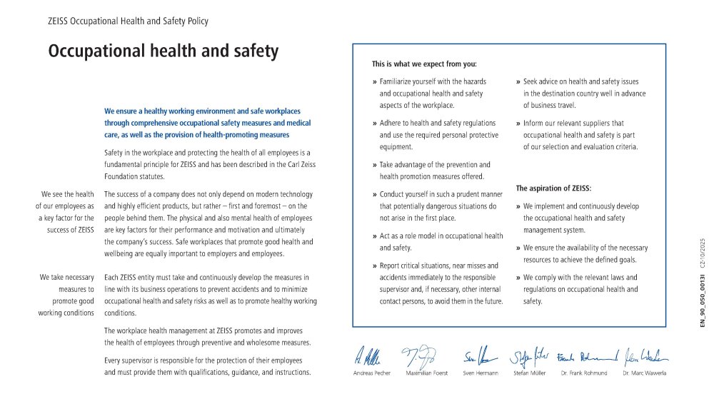 Preview image of ZEISS OHS Policy EN