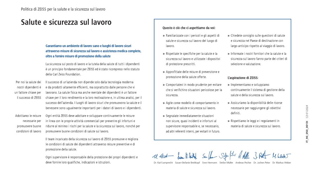 Anteprima immagine di  ZEISS OHS Policy IT