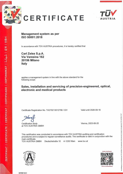 Anteprima immagine di ISO 50001: 2028 CZ Italia valido al 16-Sep-2026