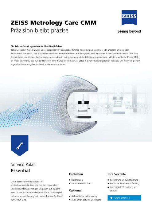  ZEISS Metrology Care Flyer Essential DE