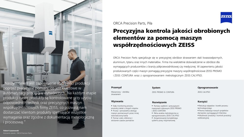 Podgląd pliku Case study ZEISS PRISMO & CONTURA - ORCA Precision Parts PL