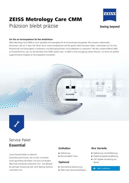 Vorschaubild von  ZEISS Metrology Care Flyer Essential DE