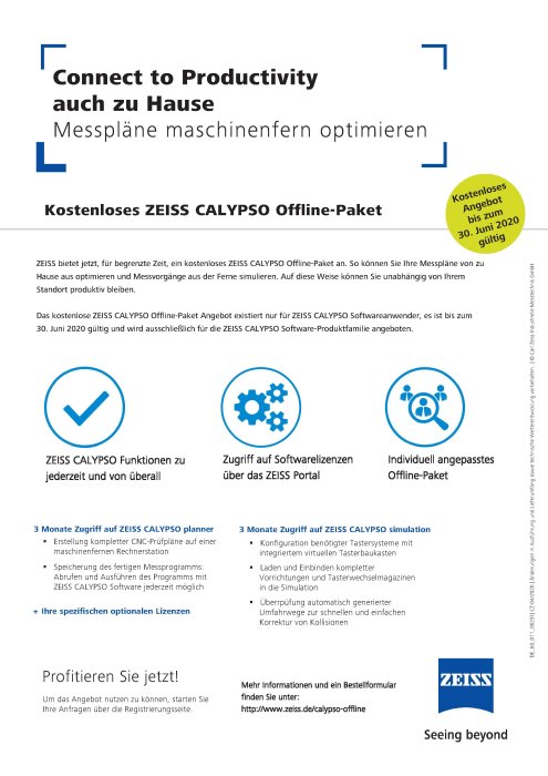 Kostenloses ZEISS CALYPSO Offline-Paket - Promotion Flyer, DE